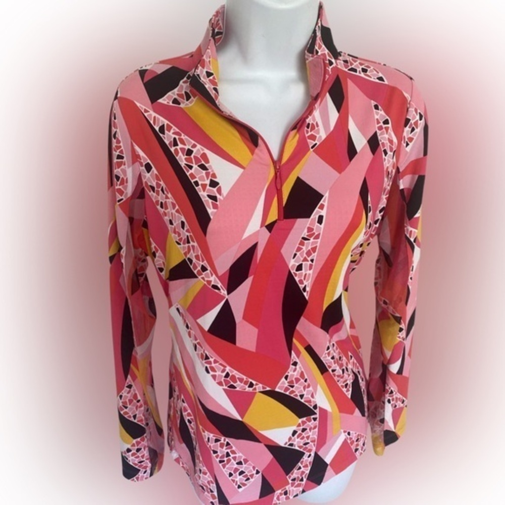 Ibkul Quarter Zip Top -S pink,white , blk , nylon spandex